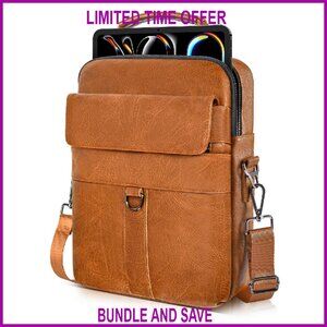 11 Inch Leather Shoulder Bag for iPad Pro Air Tablets with Magic Keyboard